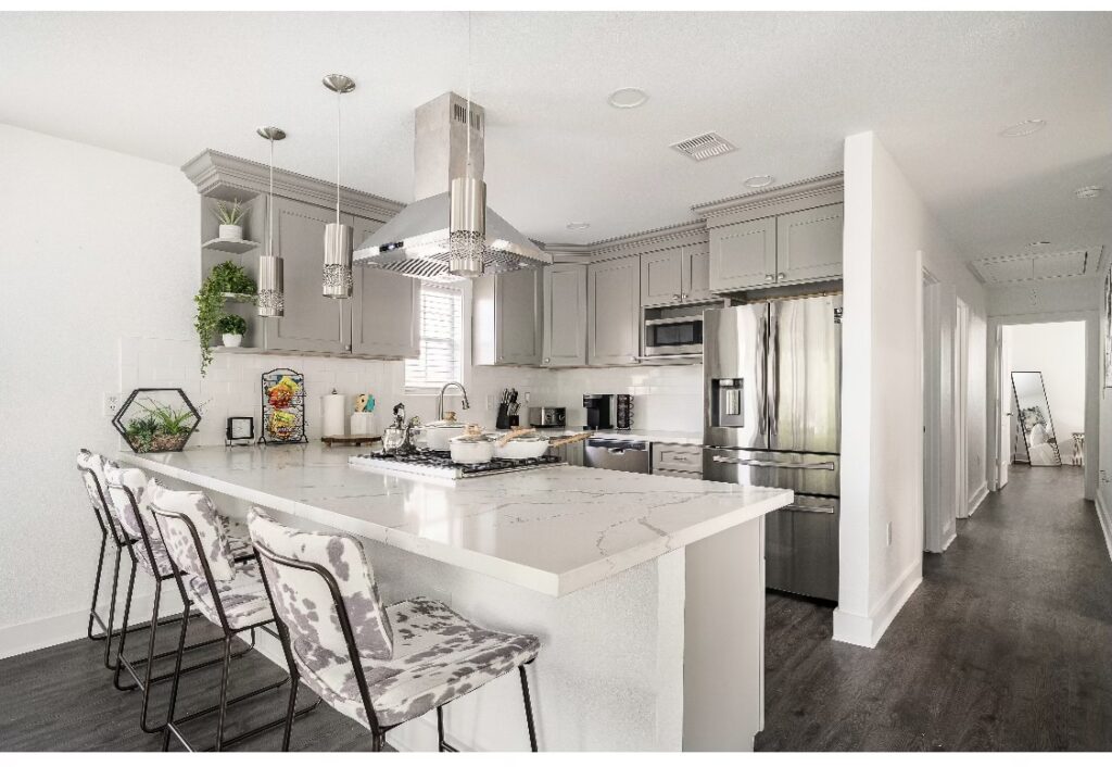 Inside view of a house kitchen with beautiful structure